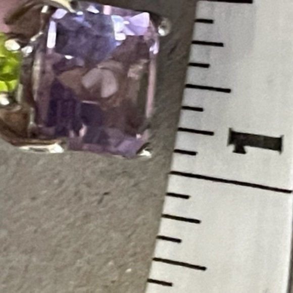 LG Rose de France Amethyst & Peridot Cocktail Ring a Heavy Sterling Silver Ring - Picture 8 of 13